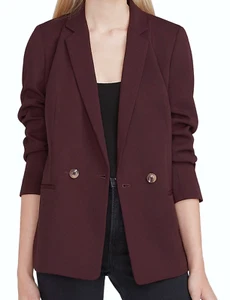 NEW EXPRESS PORTO BURGUNDY NOTCH LAPEL TWO BUTTON BLAZER JACKET XS - Picture 1 of 3