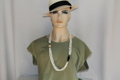 Colar de prata esterlina Silpada com contas de vários fios, coral de bambu, concha - Imagem 1 de 4