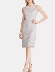 Lauren Ralph Lauren Whisper Blue Floral Lace Sleeveless Shift Dress Size 10 NWT - Picture 1 of 10