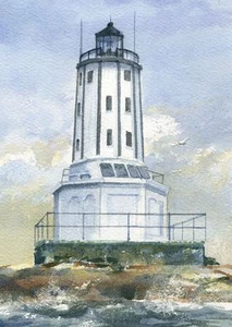 Impresiones artísticas enmarañadas del faro del puerto de Los Ángeles Puerta de los Ángeles San Pedro California - Imagen 1 de 2