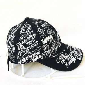 Gorra de béisbol con arte de graffiti unisex talla única ajustable algodón blanco y negro C-71 - Imagen 1 de 7