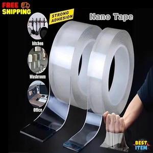 Heavy Duty Double-Sided Nano Tape Reusable Strong Stick Mounting Gel Clear Tape - Picture 1 of 6