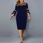 Plus Size Womens Mesh Bodycon Midi Dress Ladies Party Evening Cocktail Ball Gown