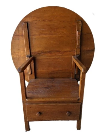 Antique Metamorphic Wood  Table Chair English Tilt-Top Monks Bench Storage Cover