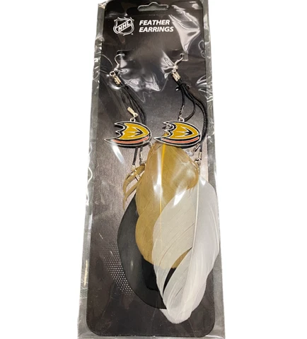 Anaheim Ducks Feather Style Earrings With Team Logo NHL Licensed - NWT Cover