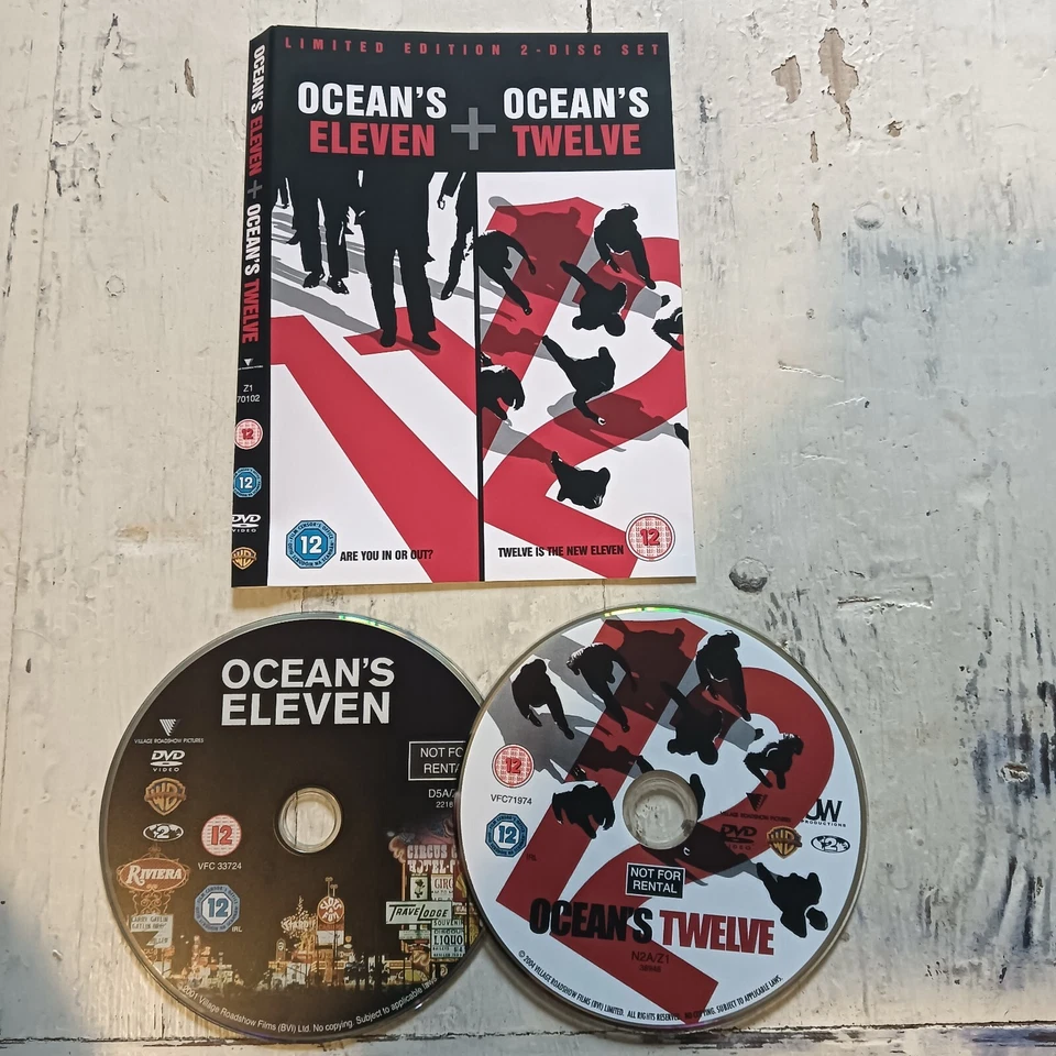 OCEAN'S ELEVEN & OCEAN'S TWELVE DVD AND ARTWORK SLEEVE ONLY 2 DISC SET UK R2 - Image 1 of 1