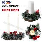Christmas Candle Holders Artificial Berries Pinecones Steal Base Candlestick AU