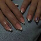 Glitter Wavy Fake Nails Oval Nail Tips Fashion False Nails  for Salon