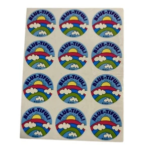 Hoja entera pegatina maloliente de tendencia vintage azul-hermosa rasguña y olfatea arco iris - Imagen 1 de 2