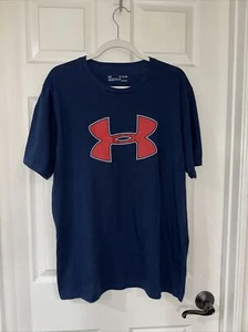 Under Armour Heatgear Herren XL Grafik T-Shirt blau mit rot EUC - Bild 1 von 4