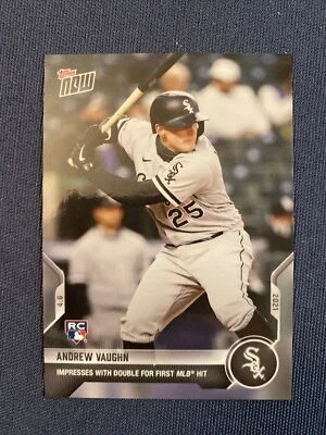 Andrew Vaughn 2021 MLB TOPPS NOW Impressive Double First Hit Debut RC White Sox - Image 1 of 2