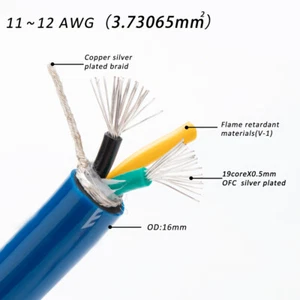 HIFI Pure Silver Plated AC Power Cable Audio OFC Supply Mains Bulk Power Cord  - Picture 1 of 16