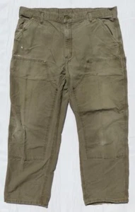 CARHARTT Men’s 40 x 30 Canvas Double Knee Utility Distressed Dungaree Work Pants - Picture 1 of 6