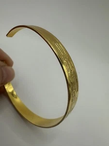 Peruvian Gold Tone Band Cuff Bangle Bracelet - Picture 1 of 7