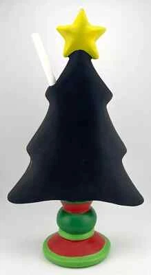 Standing Christmas Tree Message Chalkboard, 12" Black with Yellow Star - EC - Image 1 of 4