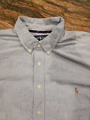 Polo Ralph Laruen Shirt Oxford Chambray Blue Flesh Pony Men's 2XB L/S READ - Image 1 of 4