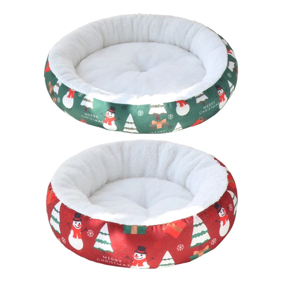 Cama de Navidad para Gatos Perros Pequeños Cama Redonda para Gatos de Interior Gatito Cachorro Foto 1 de 4