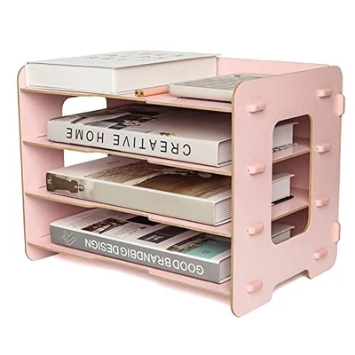 Holz-Akten-Organizer 4 Ebenen Für Schreibtisch Ordnung, Bürobedarf, Dokumente... - Bild 1 von 4