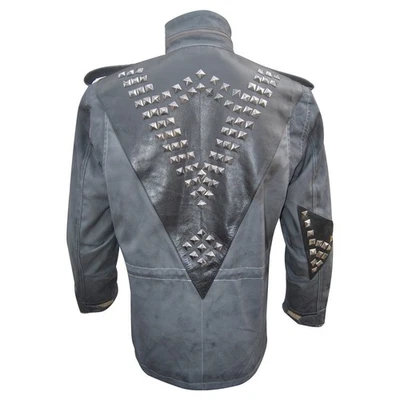 Men T-800 Terminator Arnold Schwarzenegger M-65 Field Gray Jacket with Studd - Image 1 of 4