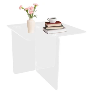 Clear Acrylic End Side Table Acrylic Coffee Table 19.7x19.7x18" For Living Room - Picture 1 of 14