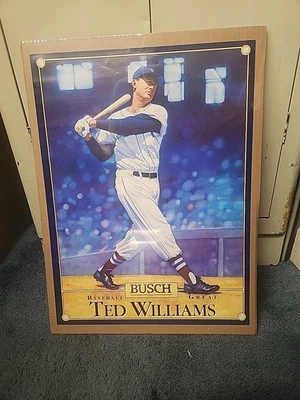 Póster de béisbol vintage Busch Beer Great TED WILLIAMS envuelto encogimiento 20" x 15" Foto 1 de 4