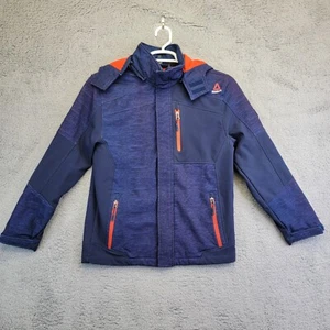 Reebok Jacket Boys Large 14/16 Blue Orange Full Zip Hooded Soft Shell Fleece - Picture 1 of 13
