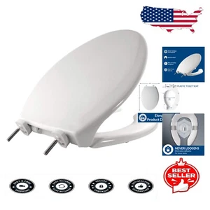 Commercial Elongated Toilet Seat with Stay-Tite Installation - Heavy Duty White - Picture 1 of 10