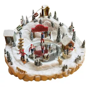 Skating Pond Music Box in Santa's Village Christmas 2004 Roman WORKS FLAWS READ - Picture 1 of 8