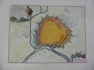 Landkarte Wien Befestigungsgrundriß Vienne "Ville forte Capitale" 1684 (355) - Picture 1 of 12