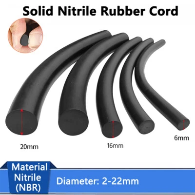 Solid Nitrile Rubber Cord Black O-Ring Strip Anti Oil Seal Gasket Dia 2 to 22mm - Image 1 of 4