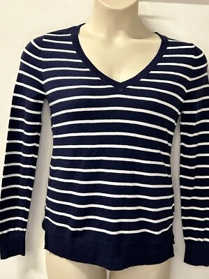 GAP Ladies Navy & White Stripe V Neck Jumpers Sizes XS - XXL Petite/Reg/Tall - Image 1 of 4
