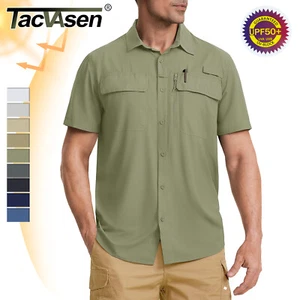 Mens Fishing Shirt Cool Hiking Button Up Quick Dry Short Sleeve UPF50+ Sun Shirt - Picture 1 of 83