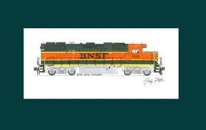 BNSF GP38-2 #2099 11"x17" Matted Print Andy Fletcher signed - Picture 1 of 1