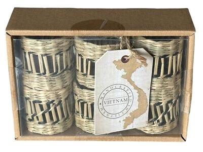 Juego de anillos de servilleta de mimbre ratán natural soportes artesanales 6 piezas hechos en Vietnam Foto 1 de 3