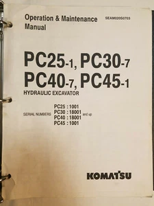 Manual de operación del operador de excavadora Komatsu PC25-1 PC30-7 PC40-7 PC45-1 - Imagen 1 de 7