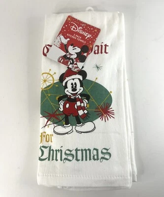 Nuevo con etiquetas Paquete de 2 toallas de cocina Disney Mickey Can’t Wait For Christmas Holiday 16x26 Foto 1 de 2