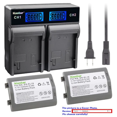 Cargador rápido doble LCD de batería Kastar para Nikon EN-EL18 EN-EL18a ENEL18 ENEL18a Foto 1 de 4
