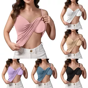 Womens Tank Top with Built in Bra Sports Cami Shirts Summer Workout Camisoles - Picture 1 of 36