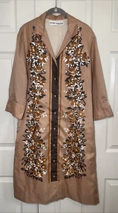 Vintage ALFRED SHAHEEN Signed Button-Up Long Sleeve Lined Dress / Coat Sz 16 - Picture 1 of 24