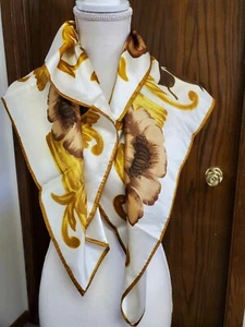 Vtg Satin Scarf Satin Fall Colors 31" Gorgeous Floral Fall Colors - Picture 1 of 5