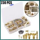 230Pcs Picture Hanging Tools Frame Hanger Easy Wall Photo Hooks Screw Kit Gold