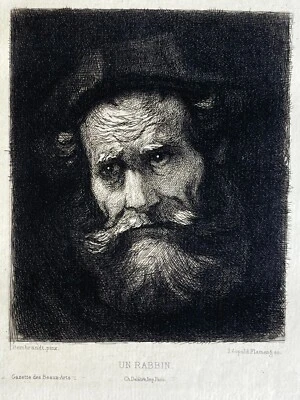 Rembrandt / Flameng Gravure Eau Forte Etching portrait Rabbin Torah Judaïque - Photo 1/4
