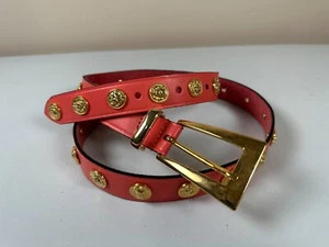 Vintage Statement Womens Belt The Limited Lions Pink Coral Large Gold Tone - Picture 1 of 10