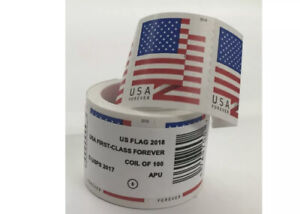USA Flag Forever Stamps - 1 Roll of 100 Stamps.