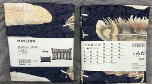 Set of 2 - Ikea Throw Pillow Covers 16 x 26" ( 40x65 cm ) Feathers Ramie /Cotton - Picture 1 of 4
