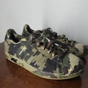 Adidas Originales Superstar Zapatilla Baja Cáñamo Camuflada Talla 10.5 RARA Hombres Logo - Imagen 1 de 9