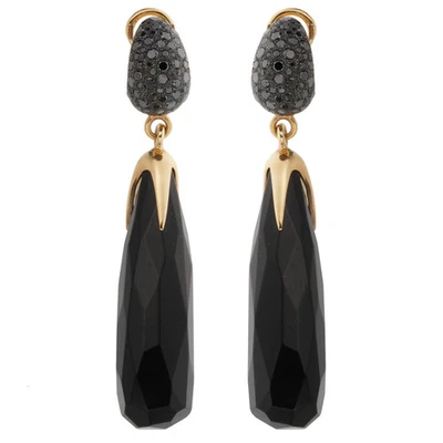 Pendientes colgantes Pomellato Victoria de diamantes negros y oro rosa azabache de 18 k Foto 1 de 3