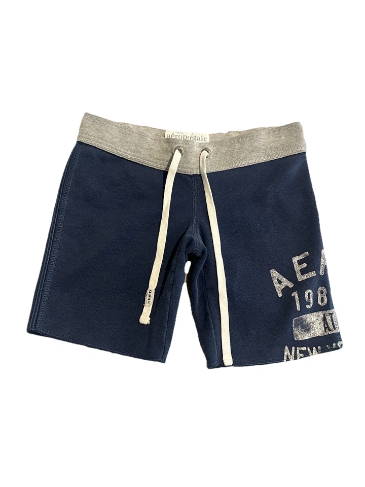 Pantalones Cortos Deportivos Aeropostale Para Mujer Talla XS Azul Gris Cortado Cortar Cordones Salón Foto 1 de 4