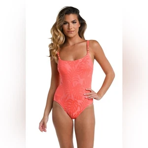 La Blanca Coral Island Palmen Dessous Einteiler Anzug 14 Neu mit Etikett - Bild 1 von 9