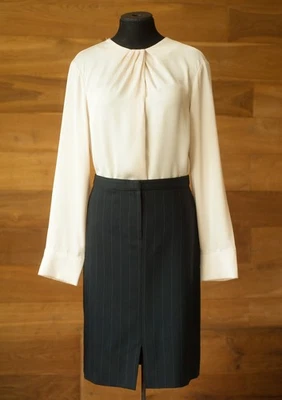 Emporio Armani Mujer Falda Midi Rayas Lana Negra, Talla M Foto 1 de 4